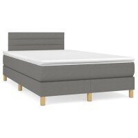 vidaXL Boxspringbett mit Matratze &amp; LED Dunkelgrau 120x190 cm Stoff