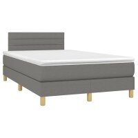 vidaXL Boxspringbett mit Matratze &amp; LED Dunkelgrau 120x190 cm Stoff