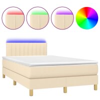 vidaXL Boxspringbett mit Matratze &amp; LED Creme 120x190 cm Stoff