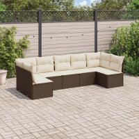 vidaXL 7-tlg. Garten-Sofagarnitur mit Kissen Braun Poly...