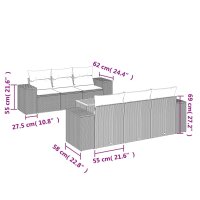 vidaXL 7-tlg. Garten-Sofagarnitur mit Kissen Schwarz Poly Rattan