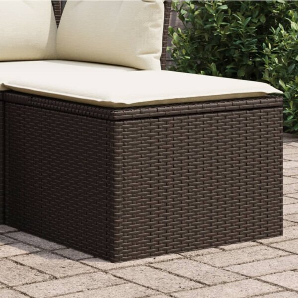 vidaXL Gartenhocker mit Kissen Braun 55x55x37 cm Poly Rattan