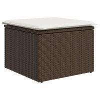 vidaXL Gartenhocker mit Kissen Braun 55x55x37 cm Poly Rattan