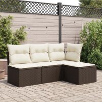 vidaXL Gartenhocker mit Kissen Braun 55x55x37 cm Poly Rattan