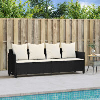 vidaXL Sonnenliege mit Kissen Schwarz Poly Rattan