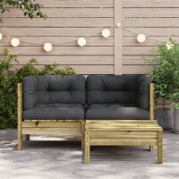 vidaXL Gartensofa mit Kissen und Hocker 2-Sitzer