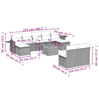 vidaXL 10-tlg. Garten-Sofagarnitur mit Kissen Schwarz Poly Rattan