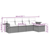 vidaXL 5-tlg. Garten-Sofagarnitur mit Kissen Braun Poly Rattan