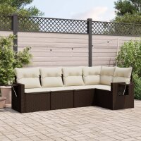 vidaXL 5-tlg. Garten-Sofagarnitur mit Kissen Braun Poly...