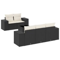 vidaXL 6-tlg. Garten-Sofagarnitur mit Kissen Schwarz Poly Rattan