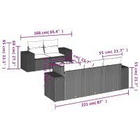 vidaXL 6-tlg. Garten-Sofagarnitur mit Kissen Schwarz Poly Rattan