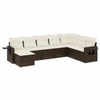 vidaXL 8-tlg. Garten-Sofagarnitur mit Kissen Braun Poly Rattan