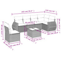 vidaXL 7-tlg. Garten-Sofagarnitur mit Kissen Schwarz Poly Rattan