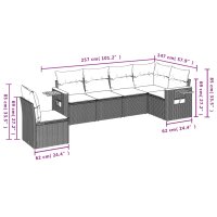 vidaXL 6-tlg. Garten-Sofagarnitur mit Kissen Schwarz Poly Rattan