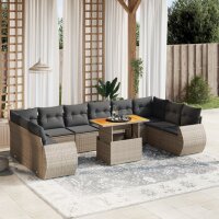 vidaXL 11-tlg. Garten-Sofagarnitur mit Kissen Grau Poly...