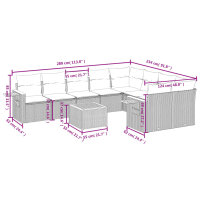 vidaXL 10-tlg. Garten-Sofagarnitur mit Kissen Schwarz Poly Rattan