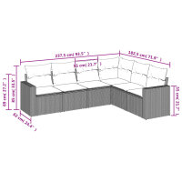 vidaXL 6-tlg. Garten-Sofagarnitur mit Kissen Braun Poly Rattan