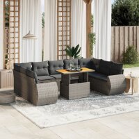 vidaXL 10-tlg. Garten-Sofagarnitur mit Kissen Grau Poly...