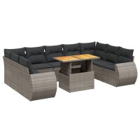 vidaXL 10-tlg. Garten-Sofagarnitur mit Kissen Grau Poly...