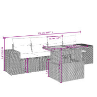 vidaXL 5-tlg. Garten-Sofagarnitur mit Kissen Grau Poly Rattan