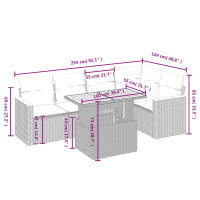 vidaXL 6-tlg. Garten-Sofagarnitur mit Kissen Grau Poly Rattan