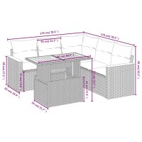 vidaXL 6-tlg. Garten-Sofagarnitur mit Kissen Grau Poly Rattan