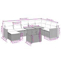 vidaXL 9-tlg. Garten-Sofagarnitur mit Kissen Grau Poly Rattan