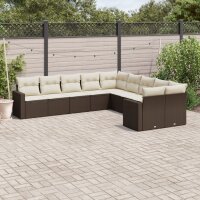 vidaXL 10-tlg. Garten-Sofagarnitur mit Kissen Braun Poly...