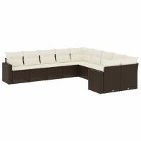 vidaXL 10-tlg. Garten-Sofagarnitur mit Kissen Braun Poly...