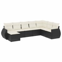 vidaXL 8-tlg. Garten-Sofagarnitur mit Kissen Schwarz Poly Rattan