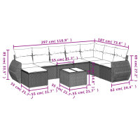 vidaXL 8-tlg. Garten-Sofagarnitur mit Kissen Schwarz Poly Rattan