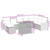 vidaXL 9-tlg. Garten-Sofagarnitur mit Kissen Grau Poly Rattan