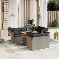 vidaXL 8-tlg. Garten-Sofagarnitur mit Kissen Grau Poly Rattan