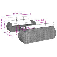 vidaXL 7-tlg. Garten-Sofagarnitur mit Kissen Schwarz Poly Rattan