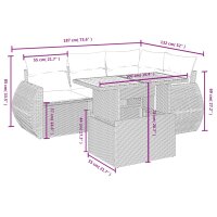 vidaXL 5-tlg. Garten-Sofagarnitur mit Kissen Grau Poly Rattan