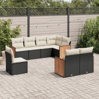 vidaXL 8-tlg. Garten-Sofagarnitur mit Kissen Schwarz Poly Rattan