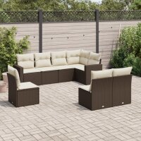 vidaXL 8-tlg. Garten-Sofagarnitur mit Kissen Braun Poly Rattan