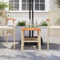 vidaXL Gartentisch Beige 40x40x42 cm Poly Rattan Akazienholz