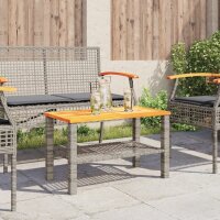 vidaXL Gartentisch Grau 70x38x42 cm Poly Rattan Akazienholz