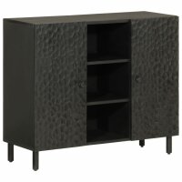 vidaXL Beistellschrank Schwarz 90x33x75 cm Massivholz Mango