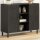 vidaXL Beistellschrank Schwarz 90x33x75 cm Massivholz Mango