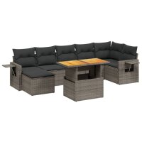 vidaXL 8-tlg. Garten-Sofagarnitur mit Kissen Grau Poly Rattan