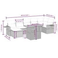 vidaXL 8-tlg. Garten-Sofagarnitur mit Kissen Grau Poly Rattan