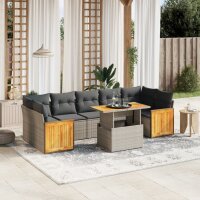 vidaXL 8-tlg. Garten-Sofagarnitur mit Kissen Grau Poly Rattan