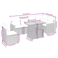 vidaXL 7-tlg. Garten-Sofagarnitur mit Kissen Grau Poly Rattan