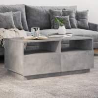 vidaXL Couchtisch mit LED-Leuchten Betongrau 90x49x40 cm