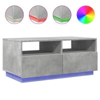 vidaXL Couchtisch mit LED-Leuchten Betongrau 90x49x40 cm