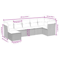 vidaXL 7-tlg. Garten-Sofagarnitur mit Kissen Braun Poly Rattan