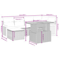 vidaXL 7-tlg. Garten-Sofagarnitur mit Kissen Schwarz Poly Rattan