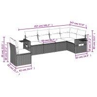 vidaXL 6-tlg. Garten-Sofagarnitur mit Kissen Schwarz Poly Rattan